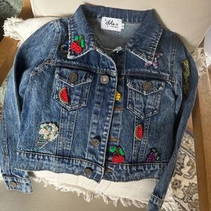Lola + The Boys Denim Jacket with Colorful Fruit